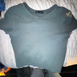 Zara Casual Teal Crop Top